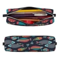 thumbnail image 2 of Pofeuu Colorful Fish Print Leather Pencil Case, Leather Pencil Pouch Large Capacity, Big Pencil Pouch with Zipper Vintage Pen Bag Fountain Pen Holder, 2 of 7