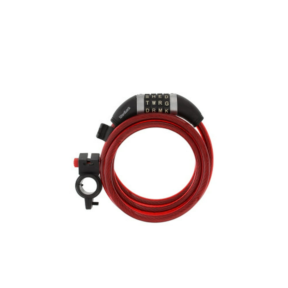 Bike Lock 4 Dial 10Mm 5Ft Red