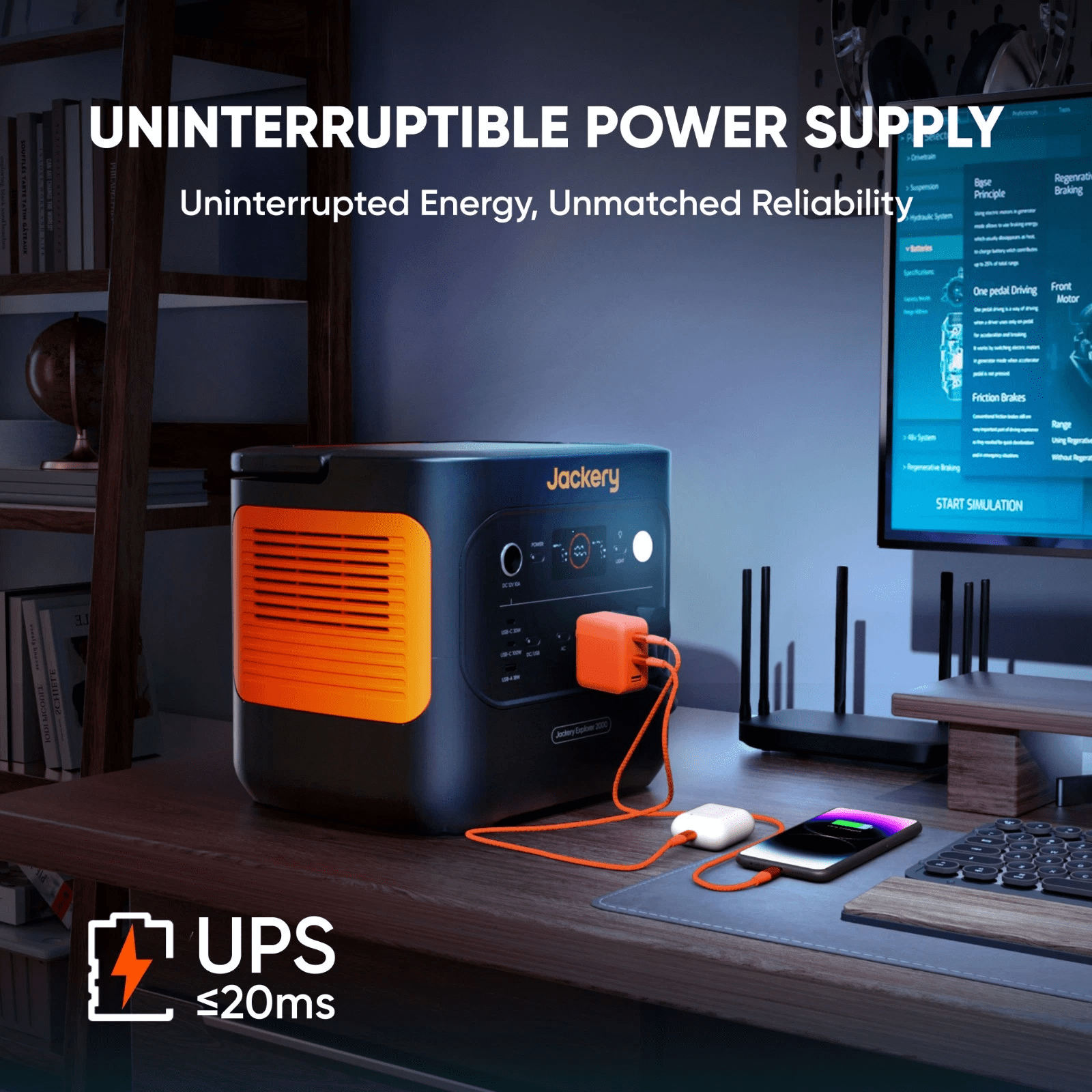 Restored Jackery Explorer 2000 v2 Solar Generator with SolarSaga 200W Solar Panel,2035Wh LiFePO4 Home Backup Battery,USB-C PD 100W Fast Charging for Emergencies, Power Outages.(Refurbished)