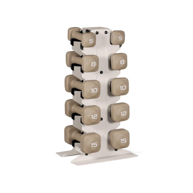 Set de mancuernas Tone Fitness de 45 kg de neopreno con soporte
