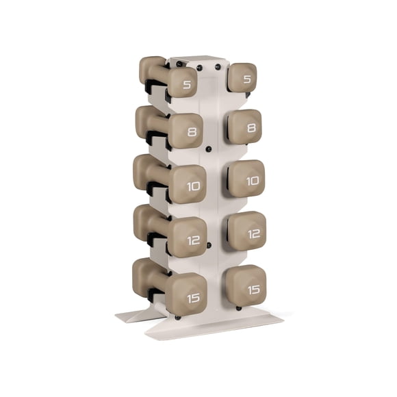 Set de mancuernas Tone Fitness de 45 kg de neopreno con soporte