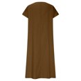 thumbnail image 5 of V Neck Short Sleeve Maxi Dress Casual Loose Fit Flowy Long Dress Sundress with Pockets for Summer Beach Vacation, 5 of 8