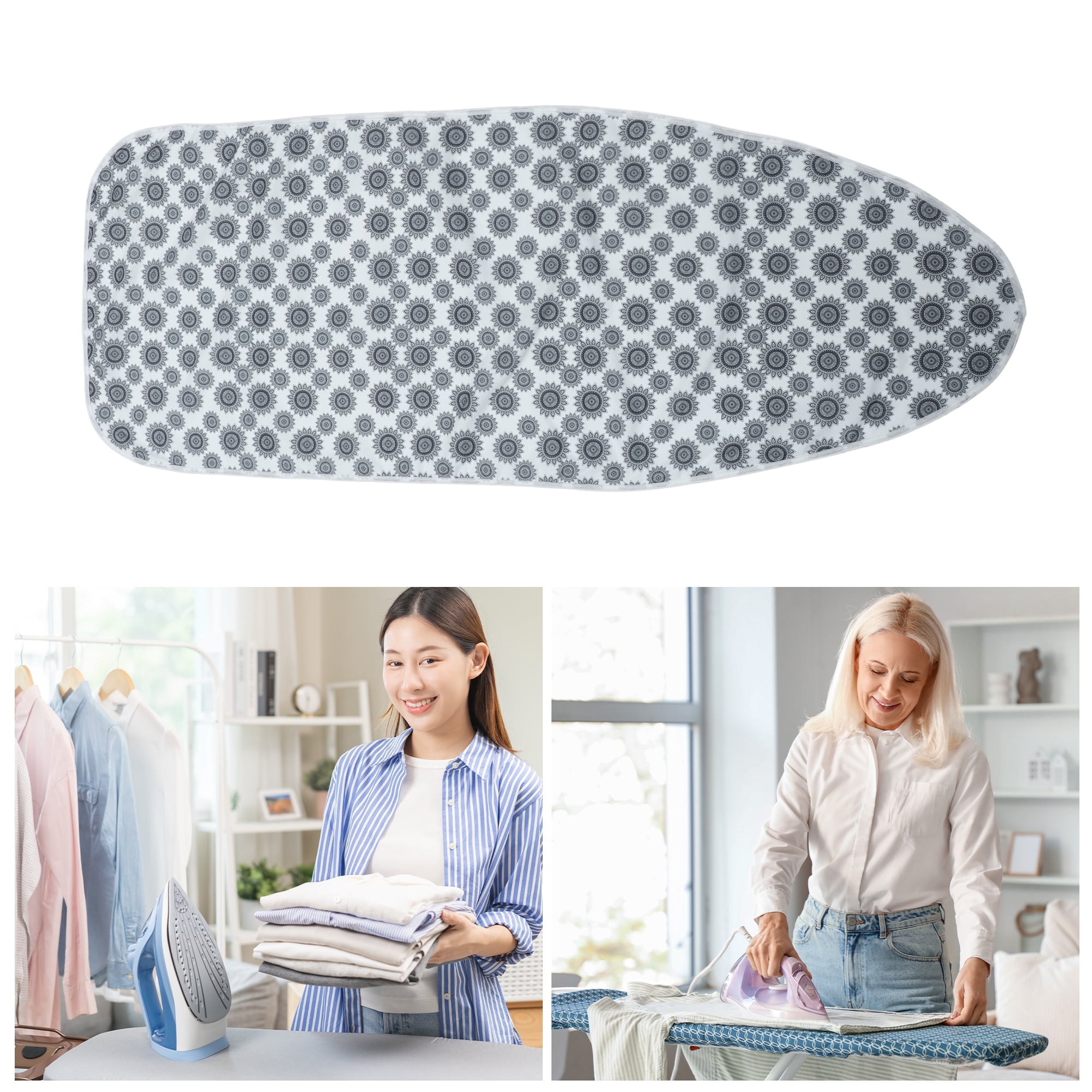 Unique Bargains Durable Ironing Board Cover 1 Piece Standard Gray, White