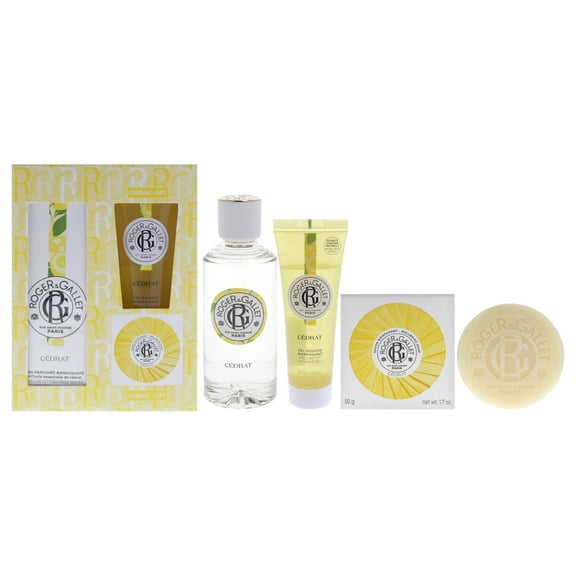 Roger & Gallet Cedrat , 3 Pc Gift Set 3.3oz Wellbeing Fragrant Water, 1.7oz Wellbeing Soap, 1.6oz Wellbeing Shower Gel