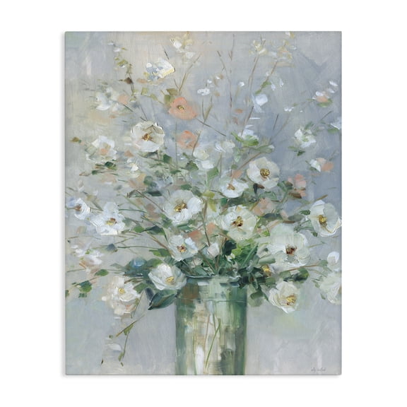 Stupell Industries Delicate White Blossoms Impression Canvas Wall Art, design by Sally Swatland