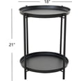 thumbnail image 3 of Outdoor Side Table 2-Tier Round End Table Black, 3 of 13