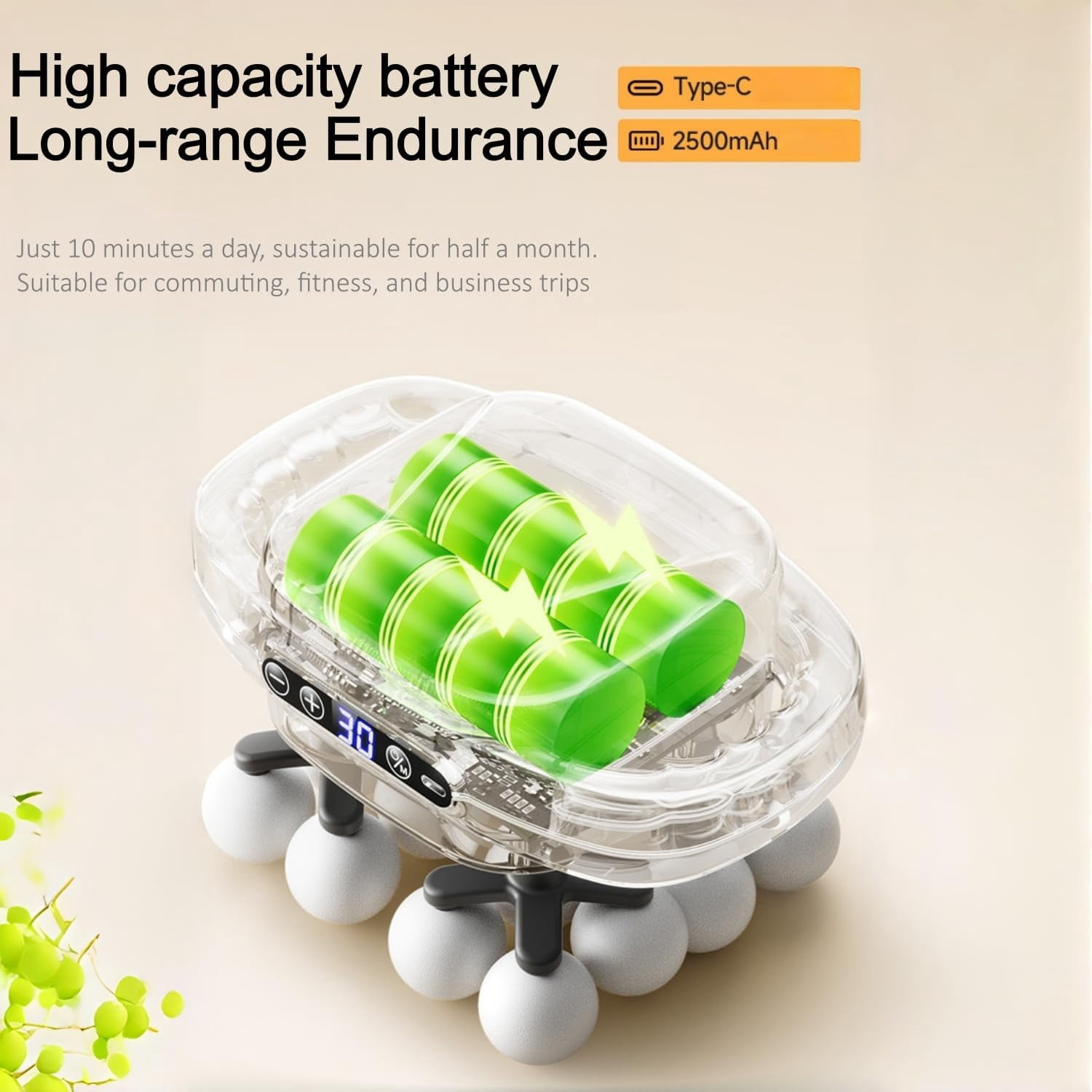 Mini Massage Gun with 16 Heads, Deep Tissue Percussion Massager for Whole Body Relief