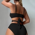 thumbnail image 4 of UTSJKR Women's Solid Color Loose Fit Two Piece Bikini, Wire Free Casual Bathing Suit, Summer Pool Side Basic Swimwear Black XL, 4 of 5