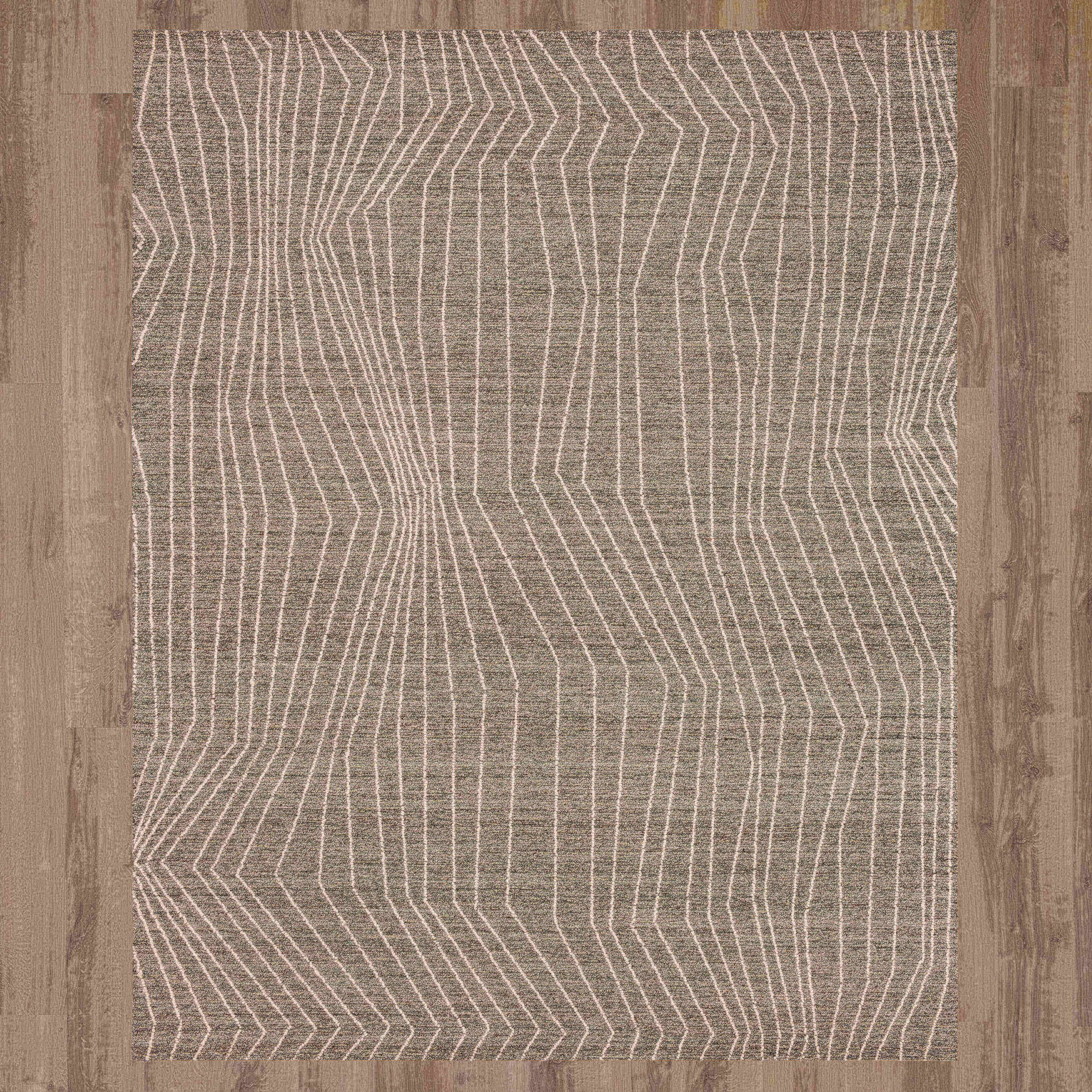 Mainstays Wool Lines Plush Indoor Fade Resistant Tufted Area Rug, Grey, 8' x 10'