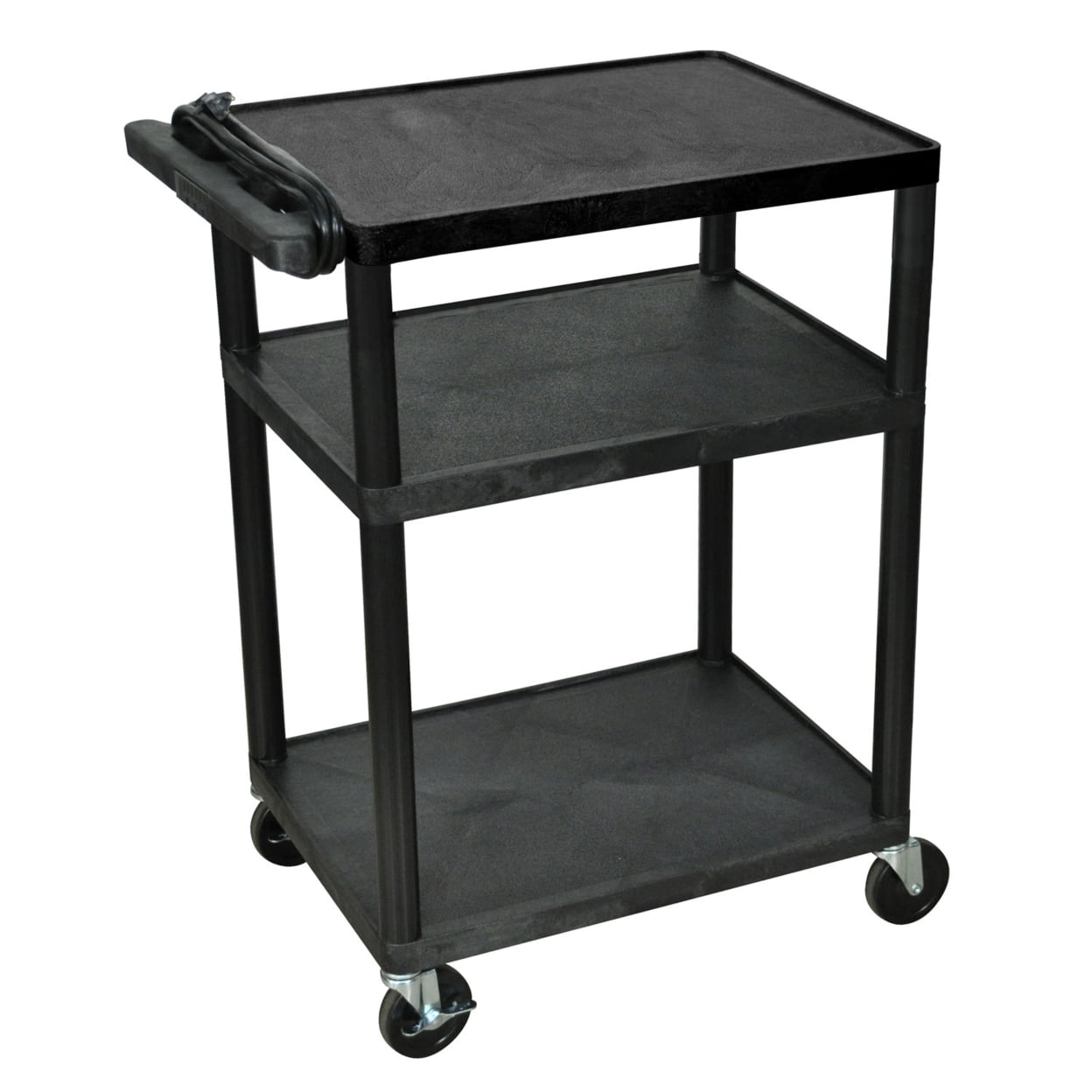 Mobile 3 Shelf Adjustable Storage Av / Utility Cart With Electric, 4