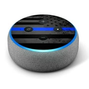 Thin Blue Line Distressed - Vinyl Decal Skin Compatible with Amazon Echo Dot 3rd Generation Alexa - Decorations for Your Smart Home Speakers, great accessories gift for mom, dad, birthday, kids