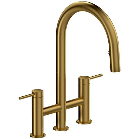 Riobel Az400 Azure 1.5 GPM Widespread Bridge Pull Down Kitchen Faucet - Gold