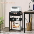 thumbnail image 4 of Pure Black Printer Table with Fabric Drawer,3 Tier Industrial Wood Printer Stand with Storage Shelf,Modern Tall End Table,Nightstand,Bed Side Tables for Scanner Fax Home Office Small Spaces, 4 of 16