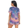 thumbnail image 2 of Women Pajama Sets Short Sleeve Sweatshirts Purple Bear in Bottle Plainting Casual Tops and Shorts, 2 of 7