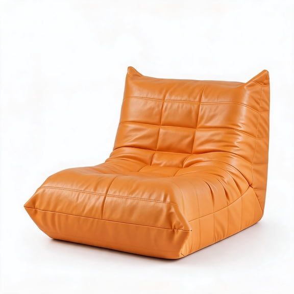 Leather Bean Bag Chair with Memory Foam for Play Room Small Orange