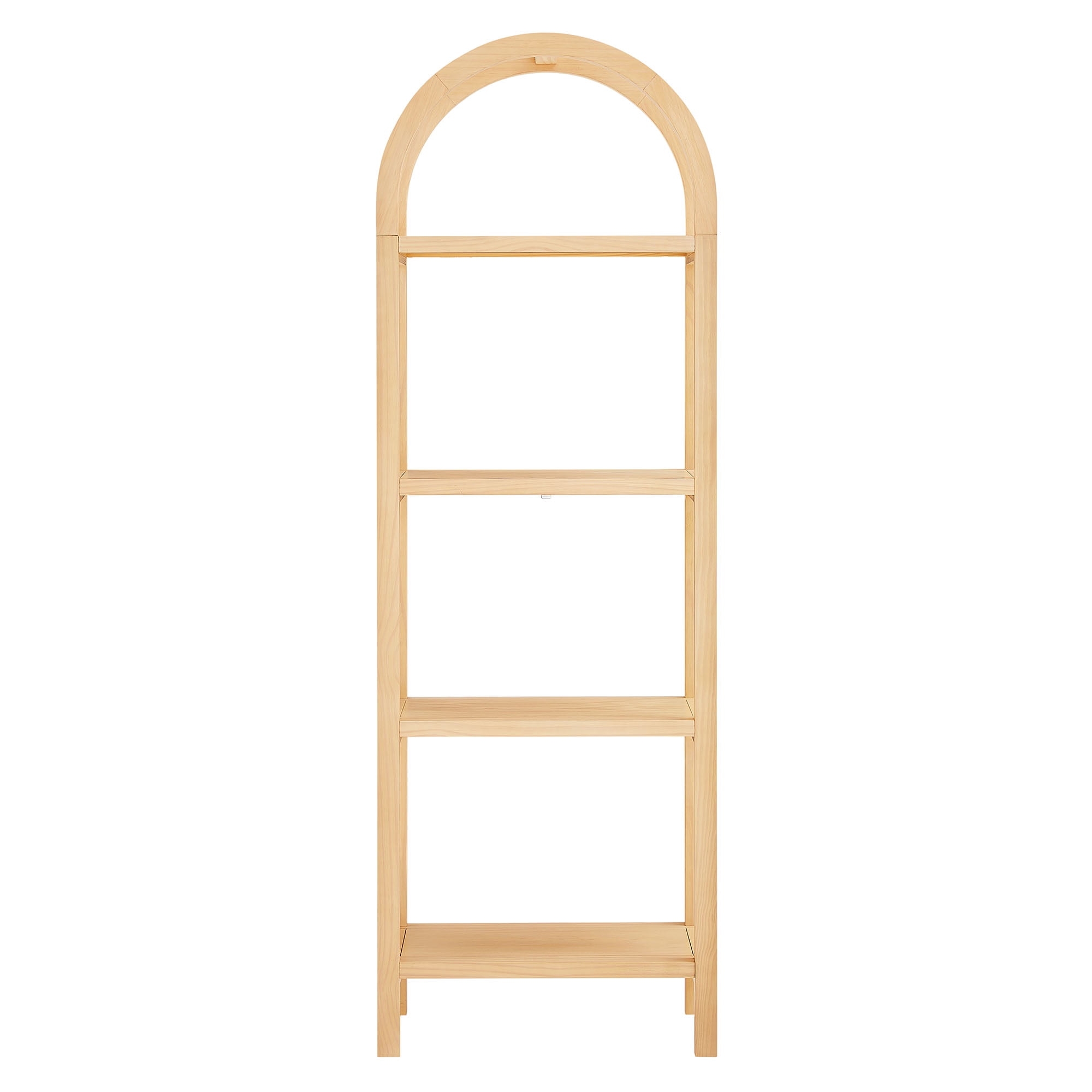 Vexley 72 Inch Tall Narrow Arched Bookshelf in Natural