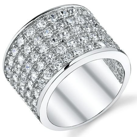 - David Beckham Sterling Silver Men's Championship Cubic Zirconia CZ Band Ring 15 MM Sizes 8 to 13