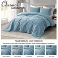 thumbnail image 5 of Chezmoi Collection Skye 3-Piece 100% Cotton Muslin Thin Comforter Set Oversized King, Lake Blue Reversible Soft Washed Cotton Gauze Breathable Lightweight Summer Blanket, 5 of 9