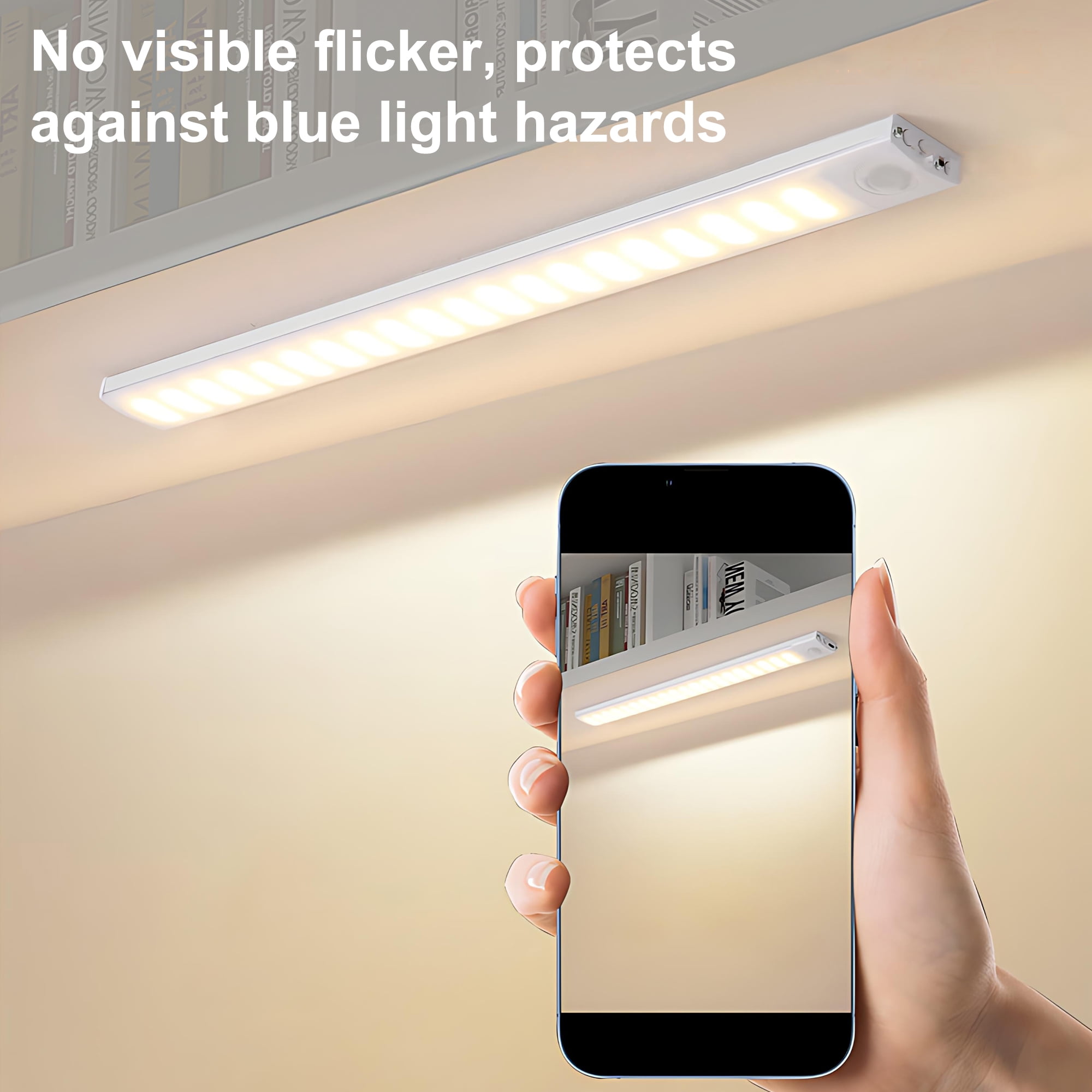 INSMART 4-Pack Under Cabinet Lights with 40 LED, USB Rechargeable Motion Sensor Closet Lighting for Kitchen Wardrobe, 3-Speed Dimming, No Wiring, Magnetic Strip (7.9in)