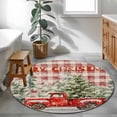 thumbnail image 3 of Round Rugs 4Ft, Red Christmas Round Area Rug Washable Indoor Throw Carpet, Red Truck Xmas Tree Snowflake Soft Non Slip Circle Rug for Kitchen Nursery Room Home Decor Aesthetic, 3 of 8