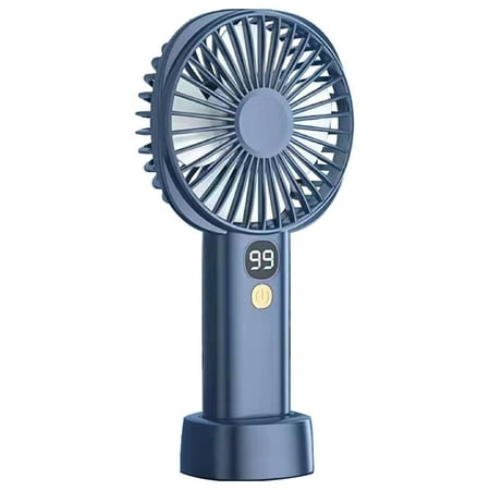 

GEjnmdty Desktop Home Electric Fan Digital Display Cooling Handheld Mini Fan (Navy Blue)