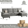 thumbnail image 2 of Walsunny U-Shaped Sectional Sofa Couch, 4 Seat U Shaped Oversized Clearance Sofa Set with Double Chaise for Living Room, Black, 2 of 8