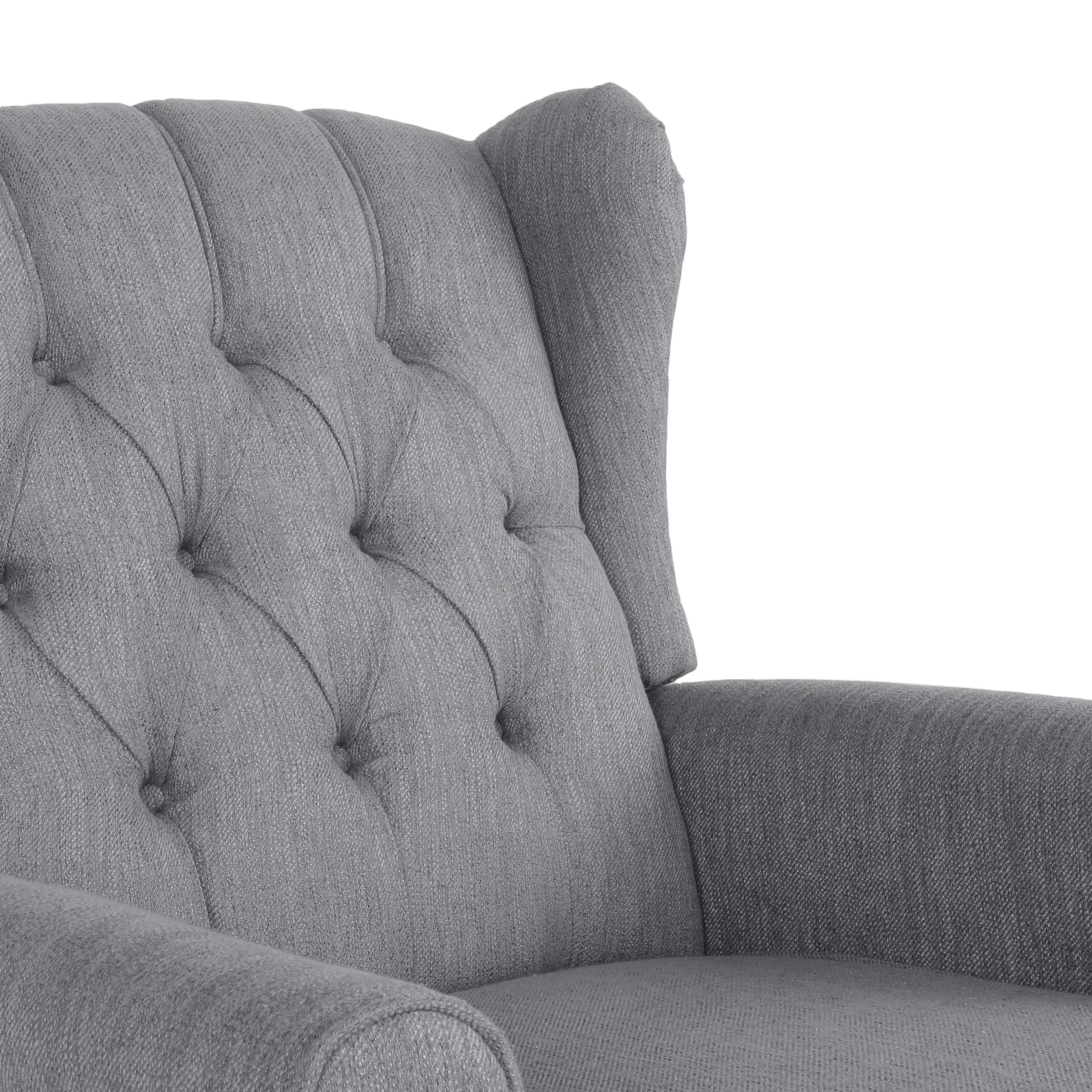 Noble House Dowd Fabric Tufted Wingback Rocking Chair, Gray and Dark Brown