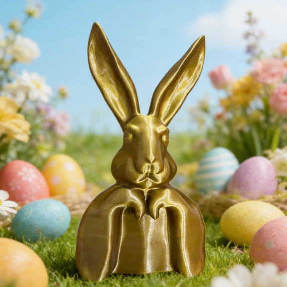 Gold Resin Bunny Table Decor Easter Thinking Bunny Figurine for Home Table Centerpieces Golden Cute Rabbit Statue for Spring Living Room Shelf Mantel Decorations
