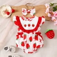thumbnail image 2 of TOWED22 Infant Newborn Baby Girl Ruffle Sleeveless Romper Summer Clothes Outfit with Cute Floral Print Jumpsuit Red,3-6 M, 2 of 9