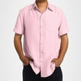 thumbnail image 7 of Mens Casual Shirts Fashion Beach Seaside Classic Short Sleeved Bowling Button Closure Mens Dry Fit Shirts,Pink,XL, 7 of 7