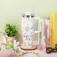 thumbnail image 4 of Easter Tumbler with Handle 40oz Easter Egg Bunny Flowers Tumbler with Lid and Straw Colorful Holiday Stainless Steel Cup for Easter Spring Home Office Travel, 4 of 6