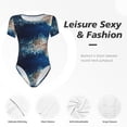 thumbnail image 4 of KLL Women 's Crew Neck Bodysuit Jumpsuits White Jellyfish Dansing in the Ocean Print Short onesies Stretch T Shirts, 4 of 7