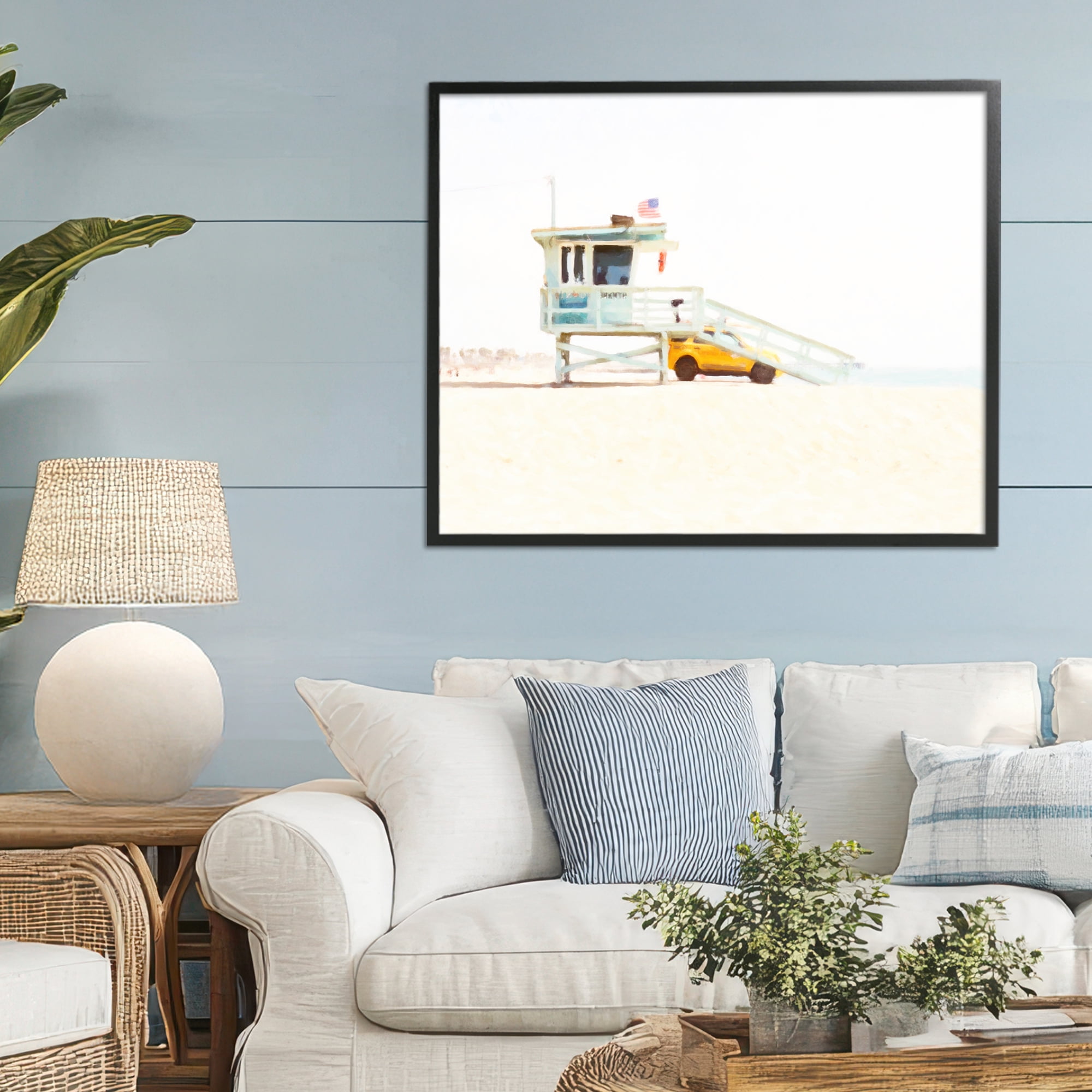 Stupell Industries Soft Light Lifeguard Station Black Framed Giclee Art, design by Kim Curinga