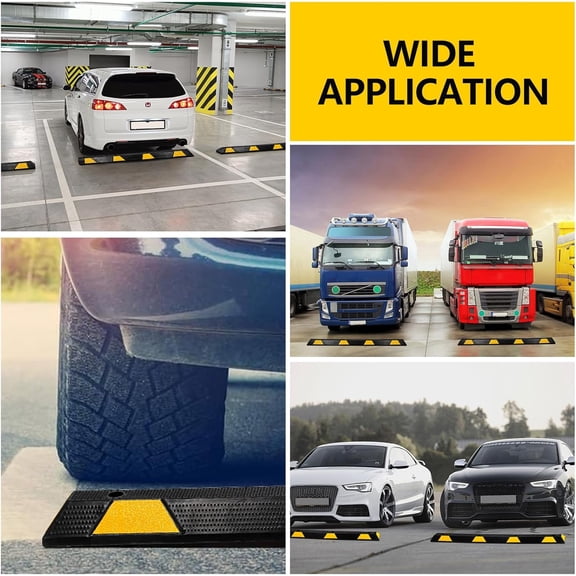 Acekid Parking Stopper 2PC 72 Inch Garage Heavy Duty Rubber Parking Curb 55,000 LBS Capacity Parking Stops Reflec