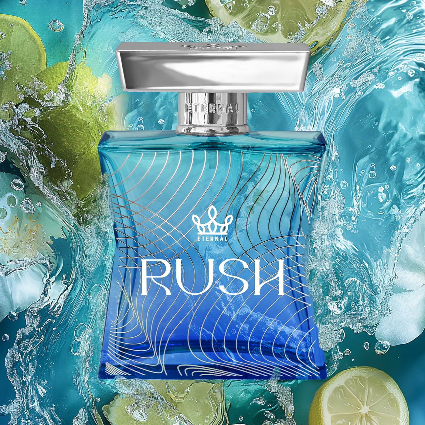 Eternal Fragrance RUSH, Fresh Aquatic Citrus, Soft Woods Eau de Parfum, Inspired by Acqua Fresh D. Gio.  Cologne for Men, 3.4 oz (100ml) Spray