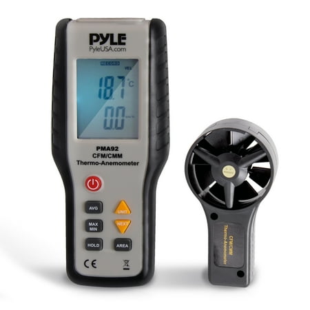 PYLE PMA92 - Digital Thermo-Anemometer - Air Flow / Air Velocity / Wind Speed Meter and Thermometer with LCD Display