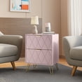 thumbnail image 3 of Eclife Set of 2 Pink Nightstands Gold Handles and Legs Wide Sturdy Side Table Cabinet for Bedroom Home Adult Kids, 3 of 8