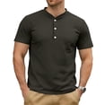 thumbnail image 2 of Dresfit Henley Shirts Men Big and Tall Short Sleeve Button Down Shirt Summer 2026 Stretch Workout Shirt Oversized Basic Cotton T Shirts Dark Gray 3XL, 2 of 7