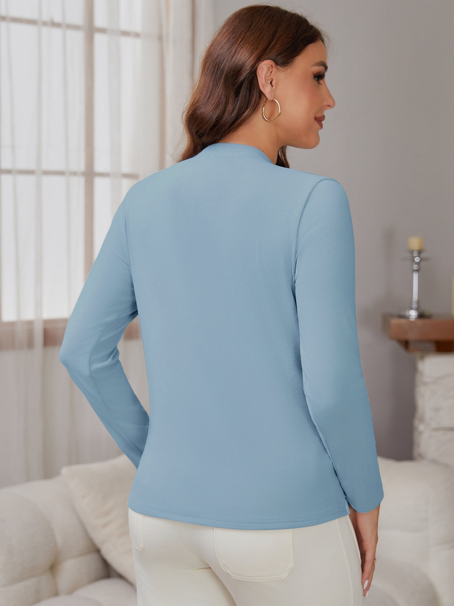 DARING DIVA Women's Nursing Maternity Faux Knit Postpartum Shirt 2-Piece XL Blue