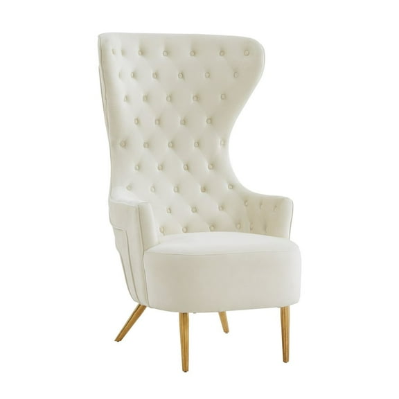 TOV Furniture Jezebel Cream Velvet Wingback Chair