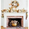 thumbnail image 2 of Fall Garland Maple Leaf, 5.9Ft Hanging Vine Garland White with Pumpkins and Berries Thanksgiving Decor for Home Wedding Fireplace Party Christmas (White&Brown), 2 of 14