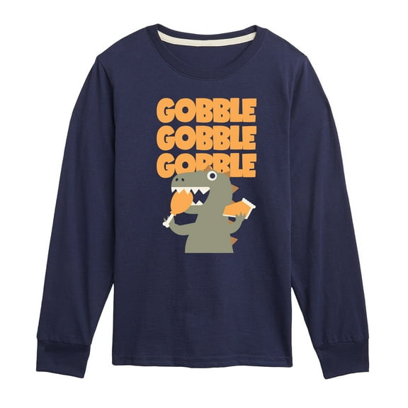 Instant Message - Gobble Dinosaur - Toddler & Youth Long Sleeve Graphic T-Shirt