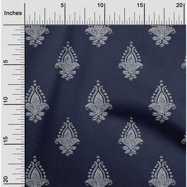 oneOone Viscose Chiffon Fabric Leaves|Floral & Paisley Block Print Sewing Fabric BTY 42 Inch Wide