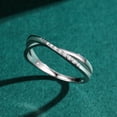 thumbnail image 2 of 925 Sterling Silver Cross Line Ring: Geometric Korean Style Gold-Plated Gemstone Inlay for Women Travel Gift, 2 of 8