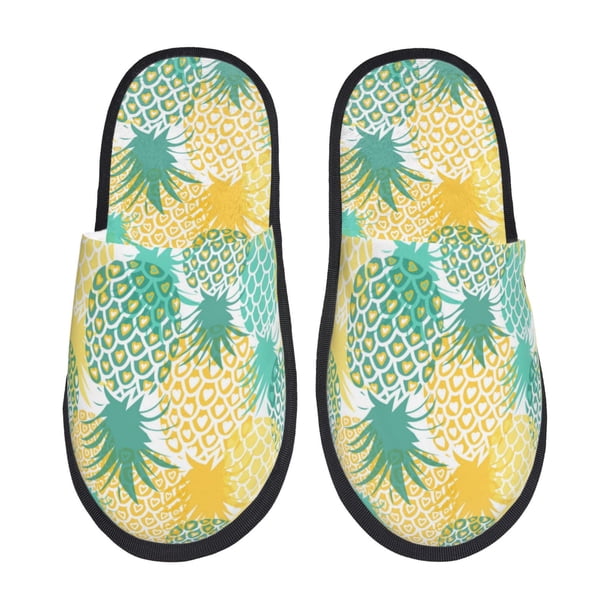 Fotbe Pineapples1 Pantuflas Peludas para Mujer con Estampado, Zapatillas de Peluche, Zapatos de Invierno para Casa, Uso Interior y Exterior-Medium