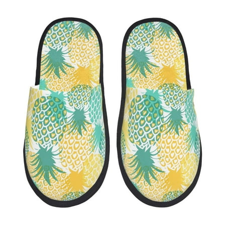 Balery Pineapples1 Slient Indoor Furry Fleece Comfort House Shoes Soft Non-Slip Home Shoes Cotton slippers House Slippers-- Medium