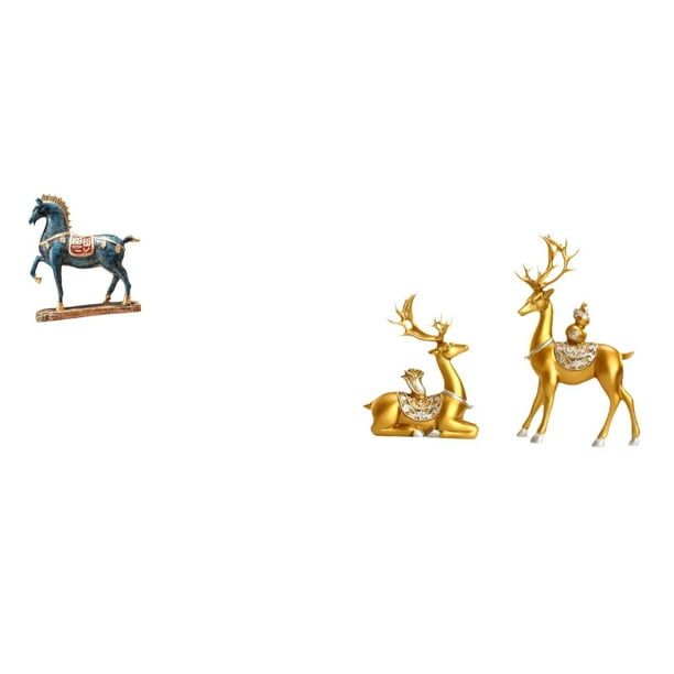 Figura de caballo,Figura de caballo Escultura animal coleccionable,Figura de escritorio,Estatuas de ciervos Feng Shui para decoración de oficina y sala de estar,Figuras decorativas modernas