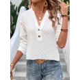 thumbnail image 3 of Blusa de mujer de manga larga con hombros descubiertos, mangas con volantes y lazo en la espalda, 3 of 6