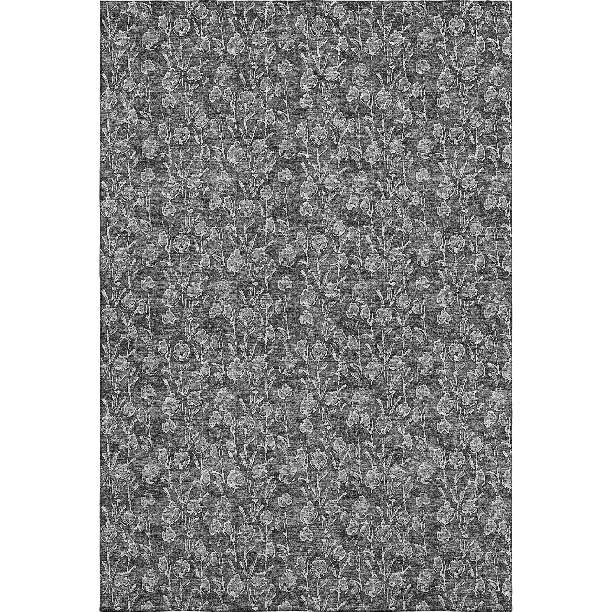 Addison Rugs Mayfield Washable Transitional Floral Gray Rectangle Rug, 9' x 12'