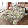 thumbnail image 4 of Ambesonne Tropical Fitted & Flat Sheet with Shams 4 Pcs Set, Semicircles Foliage Plot, Queen, Pale Olive Green Amber, 4 of 5